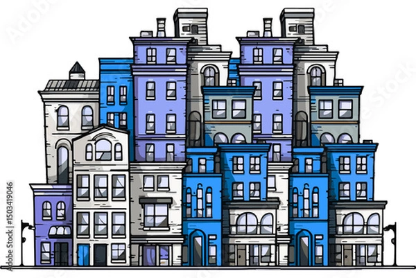 Fototapeta Suburban Multifamily Housing Complex PNG | Family-Friendly Neighborhood Design