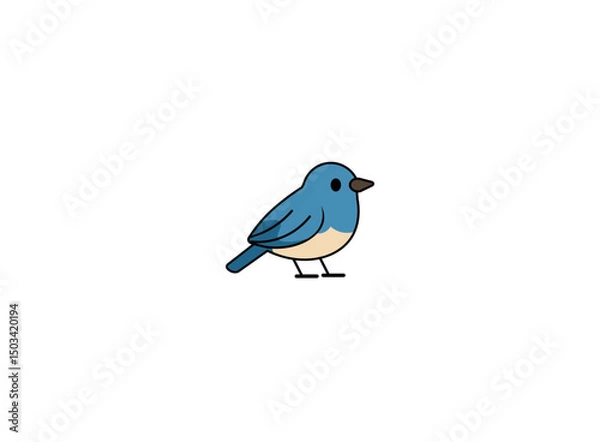 Fototapeta Cartoon sparrow or forest bird on white background. Vector illustration	