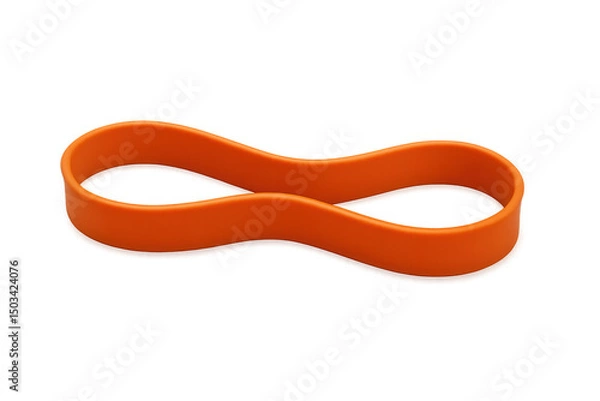 Fototapeta Bright orange resistance band looping into infinity shape, symbolizing dynamic fitness training against clean transparent backdrop
