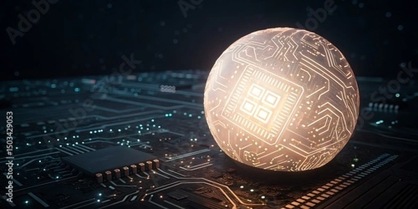 Obraz Futuristic Technology Vision Background with Digital Interface Elements