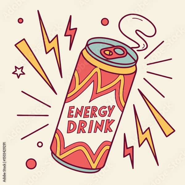 Obraz Vibrant vector illustration of an energy drink can, perfect for advertising, packaging, and digital design projects.