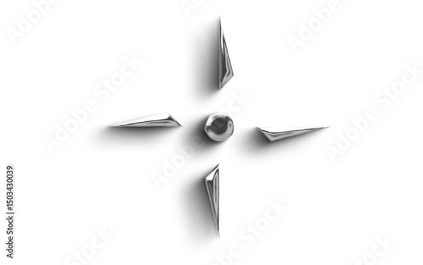 Fototapeta Abstract  Metallic  Silver element Object On a transparant Background