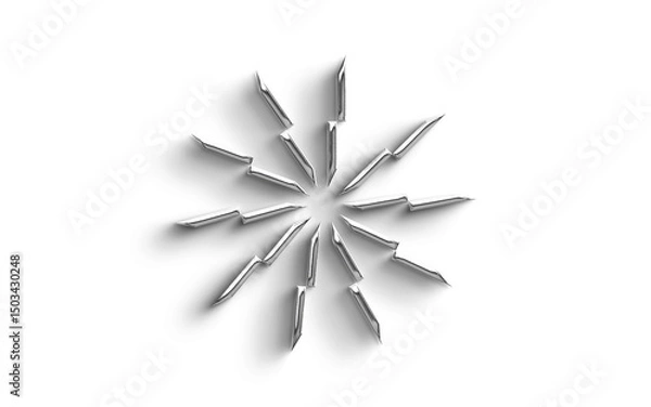 Fototapeta Abstract  Metallic  Silver element Object On a transparant Background