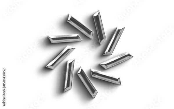 Fototapeta Abstract  Metallic  Silver element Object On a transparant Background