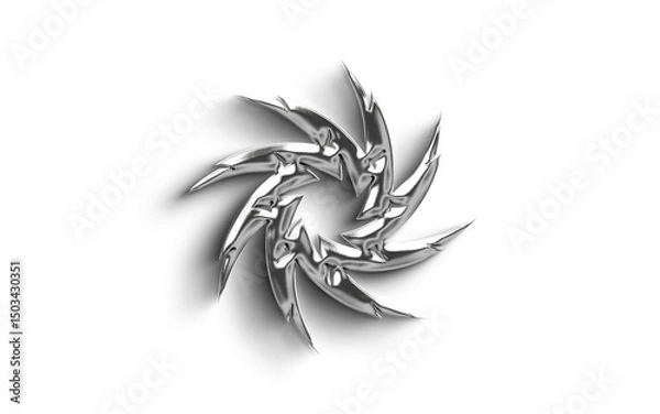 Fototapeta Abstract  Metallic  Silver element Object On a transparant Background