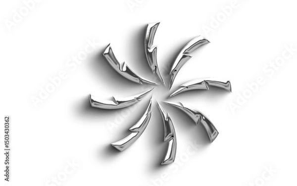 Fototapeta Abstract  Metallic  Silver element Object On a transparant Background