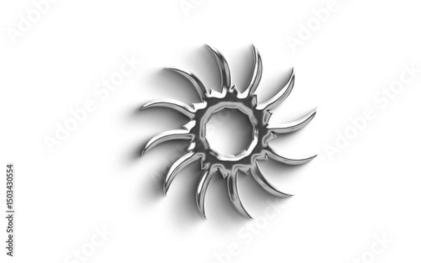 Fototapeta Abstract  Metallic  Silver element Object On a transparant Background