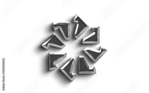 Fototapeta Abstract  Metallic  Silver element Object On a transparant Background