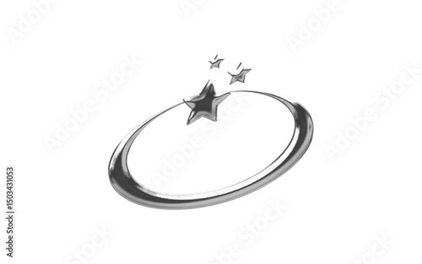 Fototapeta abstract chrome shape y2k star rounded element transparent background png