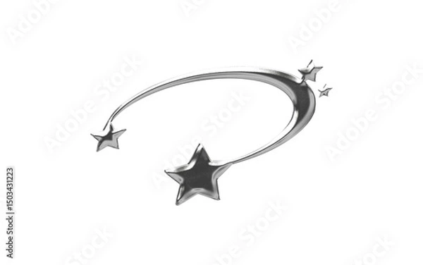 Fototapeta abstract chrome shape y2k star rounded element transparent background png