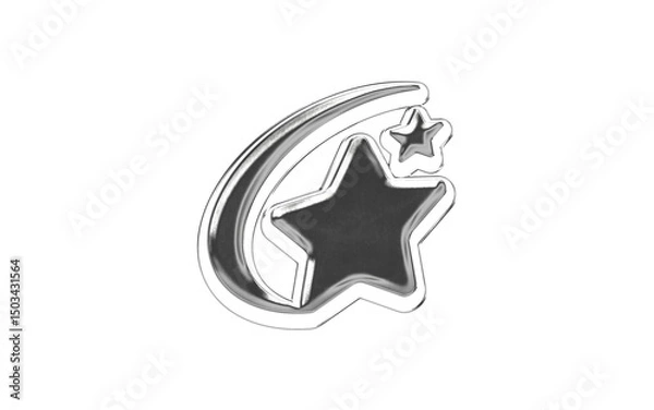 Obraz abstract chrome shape y2k star rounded element transparent background png