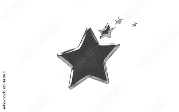 Fototapeta abstract chrome shape y2k star rounded element transparent background png