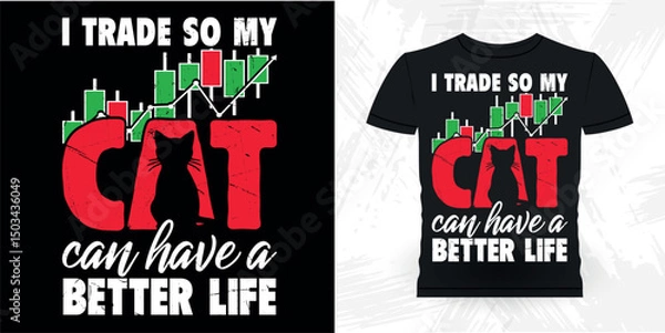 Obraz Cat Lover Funny Trader Investor Trading T-shirt Design 