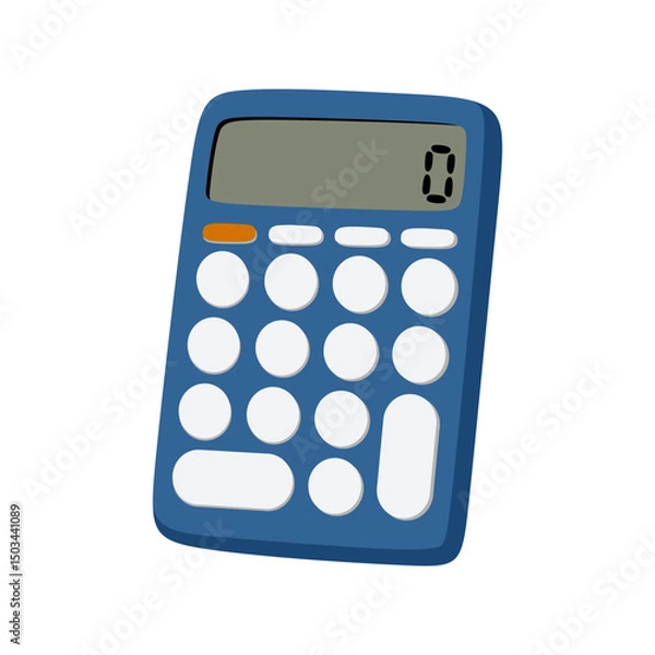 Fototapeta Calculator math device for accounting, financial calculation, budgeting, business, school. Electronic calculating tool isolated on white background. Colored flat vector illustration