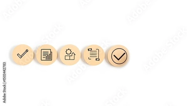 Fototapeta Document review and quality control process. A hand holding a magnifying glass focuses on completed, A clean and minimalistic business-themed