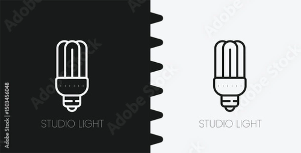 Obraz High Contrast Black and White Minimalist Studio Light with Energy Efficient Bulb Illustration