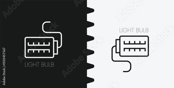Obraz LED Light Bulb Icon Vector Simple Outline Illustration of Rectangular Lamp with Wire Graphic