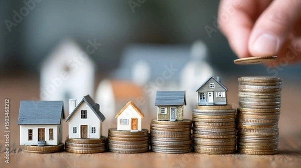 Fototapeta Real estate investment and property management concept, Buying, owning, and selling properties for profit with cash flow, Appreciation, Tax benefits in the online real estate market