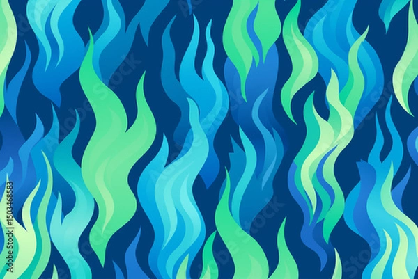 Obraz Blue and green flames pattern wallpaper