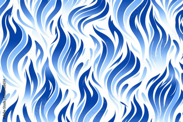 Obraz Blue and white flames pattern wallpaper