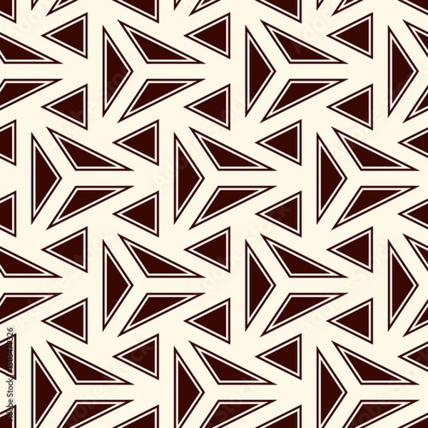 Fototapeta Contemporary geometric pattern. Repeated triangles, lines. Minimalist ornament. Modern geo abstract background. Seamless surface design. Digital paper, textile print. Vector wallpaper