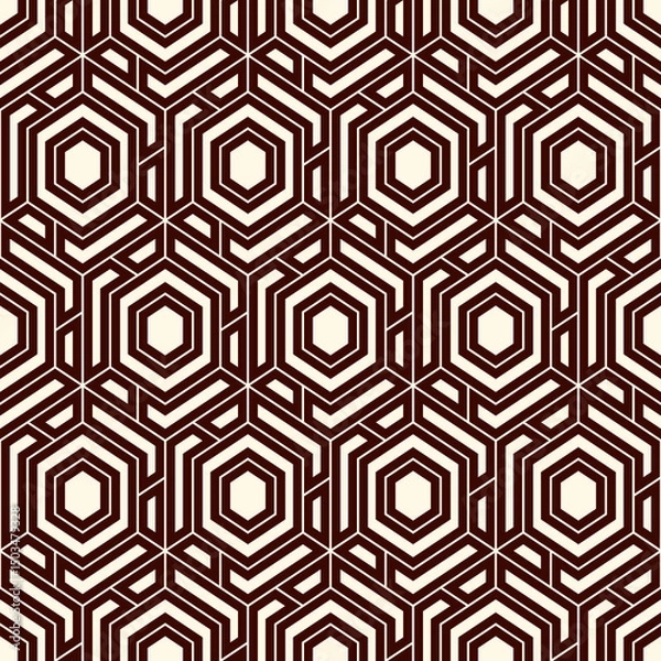 Obraz Contemporary honeycomb geometric pattern. Repeated hexagons ornament. Modern mosaic background. Seamless surface abstract design. Geo wallpaper. Digital paper, textile print. Vector art
