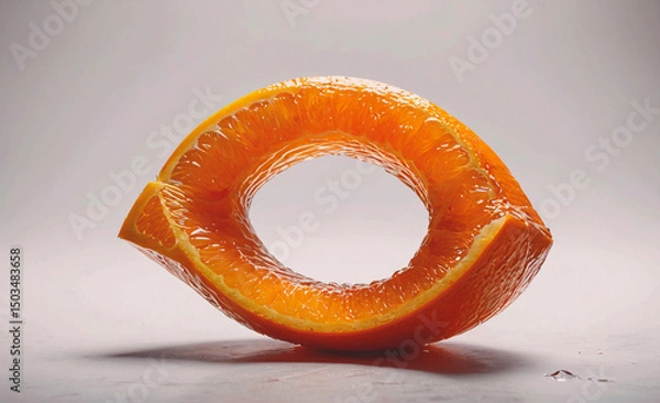 Obraz Peeled orange is cut in half and shaped into an oval. The orange is placed on a white background