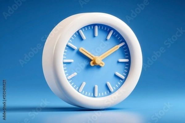 Fototapeta Modern Minimalist Clock with Blue Face and White Frame Timekeeping Design for Home or Office D