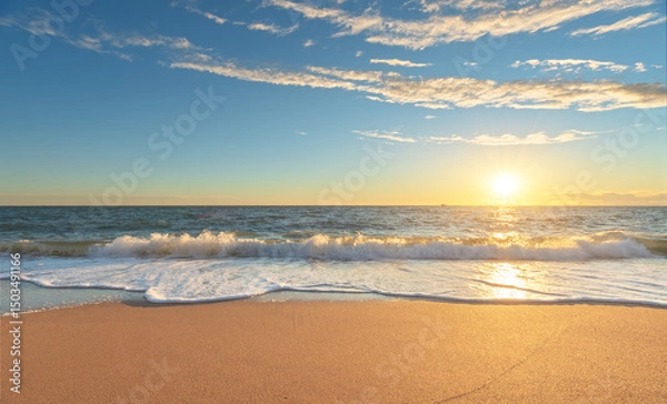Obraz Sandy seashore at sunset.