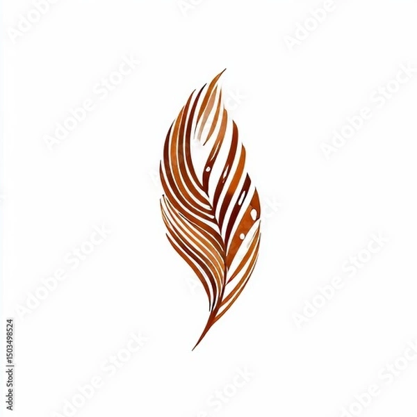 Obraz abstract pheasant tail feather logo layered lines in brown white background