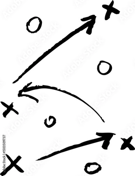 Obraz Sport tactic diagram with movement paths and player layout. Arrows showing game strategy.
