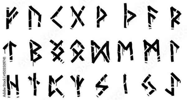 Obraz Rune sign, nordic medieval scandinavian alphabet. Magic futhark runic letter. Pagan occult germanic symbol