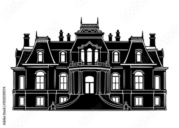 Obraz Black & White Chateau Silhouette