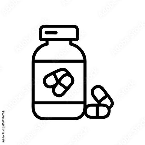 Fototapeta Bottle of multivitamins with pills - concept of pharmacy  