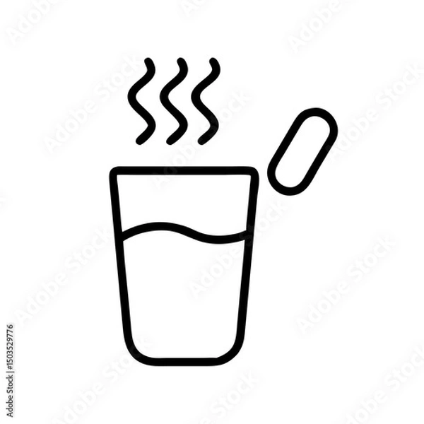 Fototapeta Hot beverage with effervescent tablet for cold remedy concept  