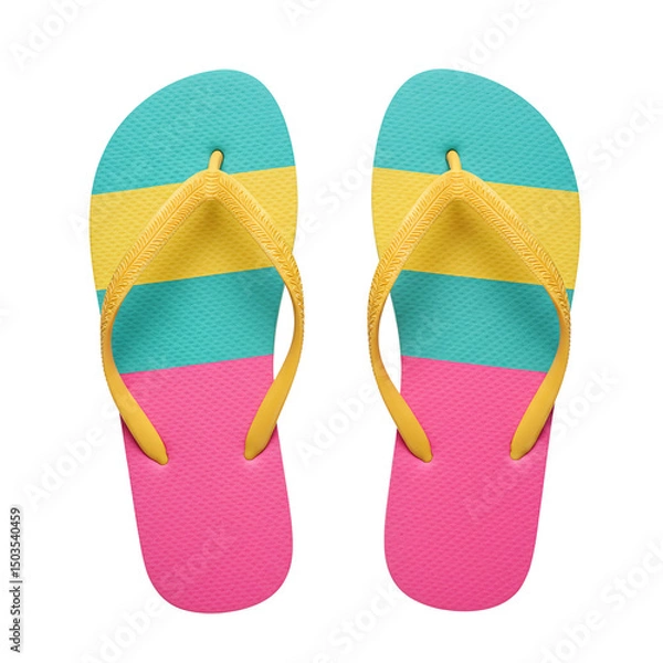 Obraz Colorful Flip Flops Pair on White Background