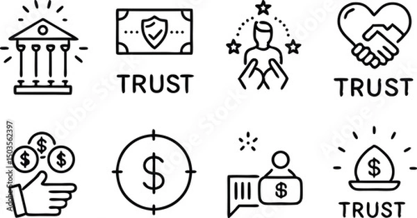 Fototapeta Building Trust Essential Icons for Financial Security and Reliability
