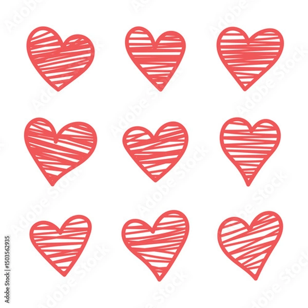 Obraz Vector Hand Drawn Doodle Heart Collection