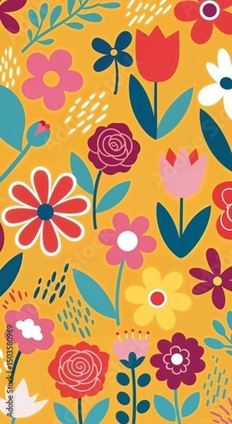 Fototapeta seamless pattern with flowers