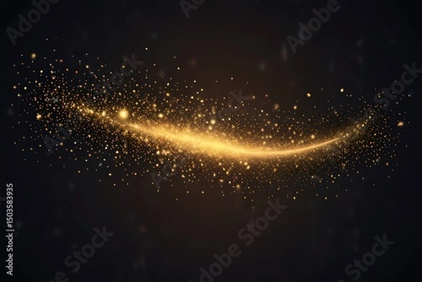 Obraz Golden glitter sparkles on black background