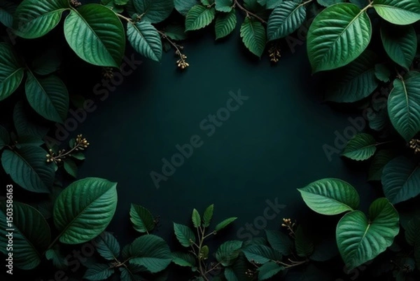 Obraz Intricate dark foliage, lush exotic leaves, moody tones, plant, vibrant, deep
