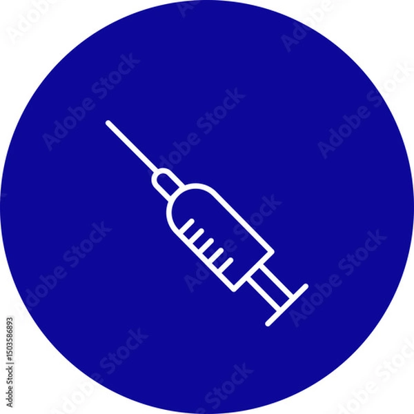 Obraz Syringe Vector Line Blue Circle Icon Design