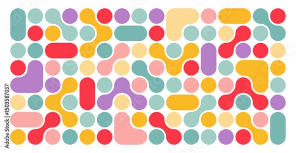 Fototapeta Abstract Geometric Shape Blob Pattern on White Background. Organic Connect Icon Graphic. Vector Circular Grid Graphic Design