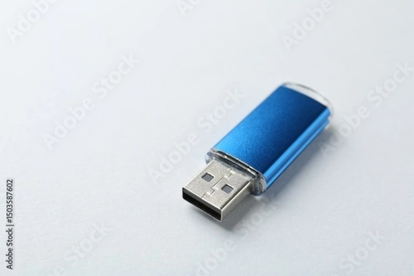 Obraz One flash drive on white background, closeup