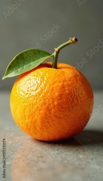 Obraz Single ripe orange, vibrant color, smooth peel , peel, produce, sweet