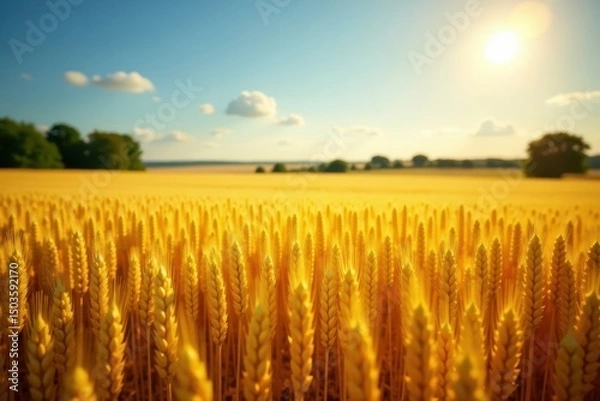 Obraz Sun-drenched field of ripe golden wheat, vast and tranquil , beautiful, agriculture