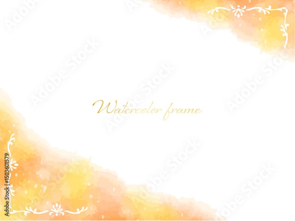 Obraz 黄色とオレンジのグラデーションが綺麗な水彩フレーム背景イラスト