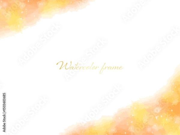 Obraz 黄色とオレンジのグラデーションが綺麗な水彩フレーム背景イラスト