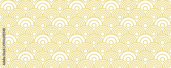 Fototapeta Japanese wavy arcs seamless pattern background, Elegant gold wavy lines.