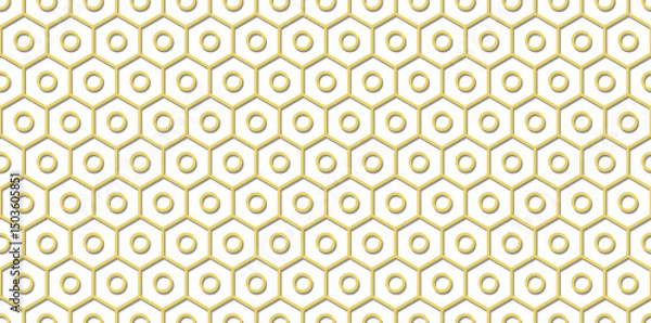 Fototapeta Neutral hexagon with circle geometric seamless pattern background. 